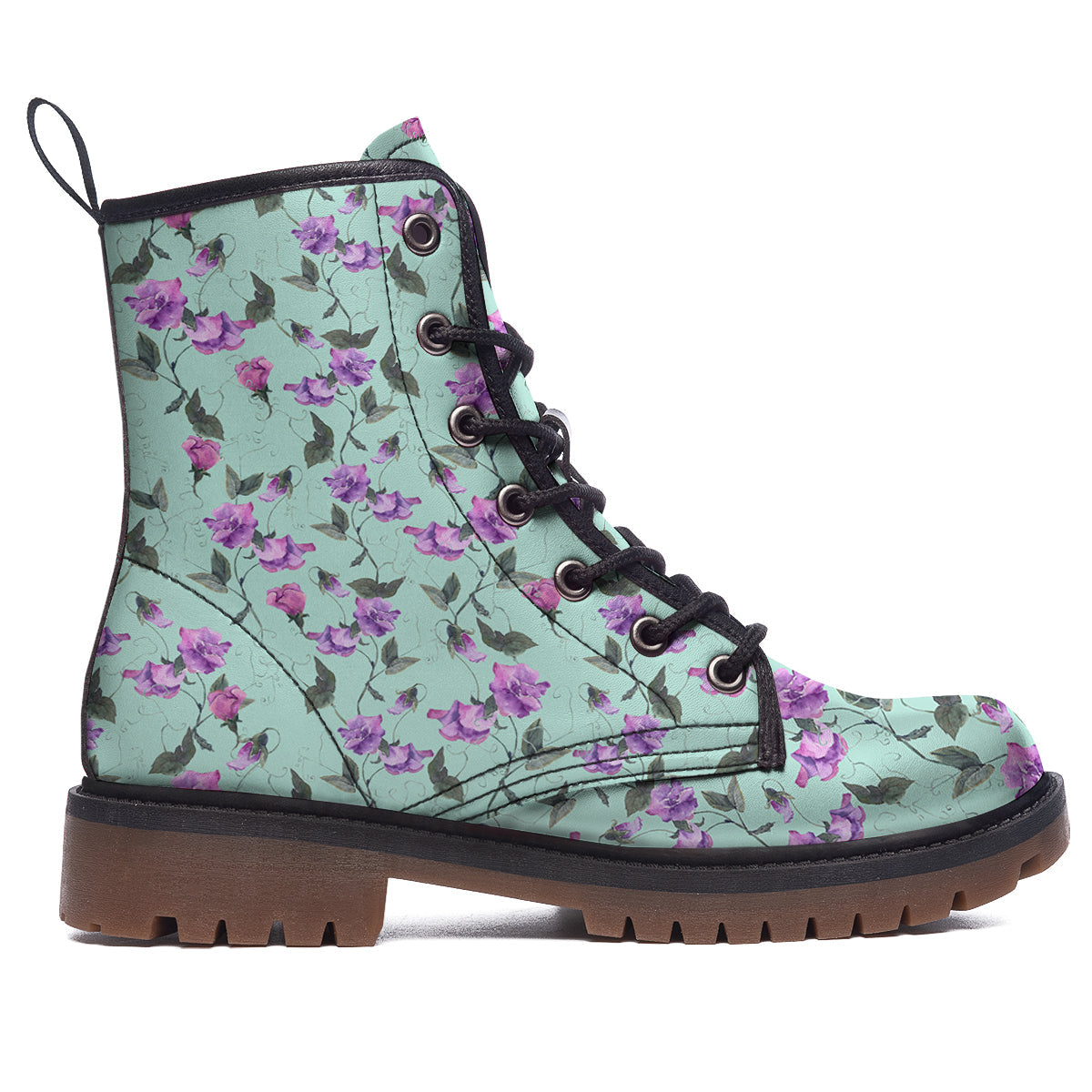 Sweet Pea Watercolor Print Pattern Work Boots-grizzshop