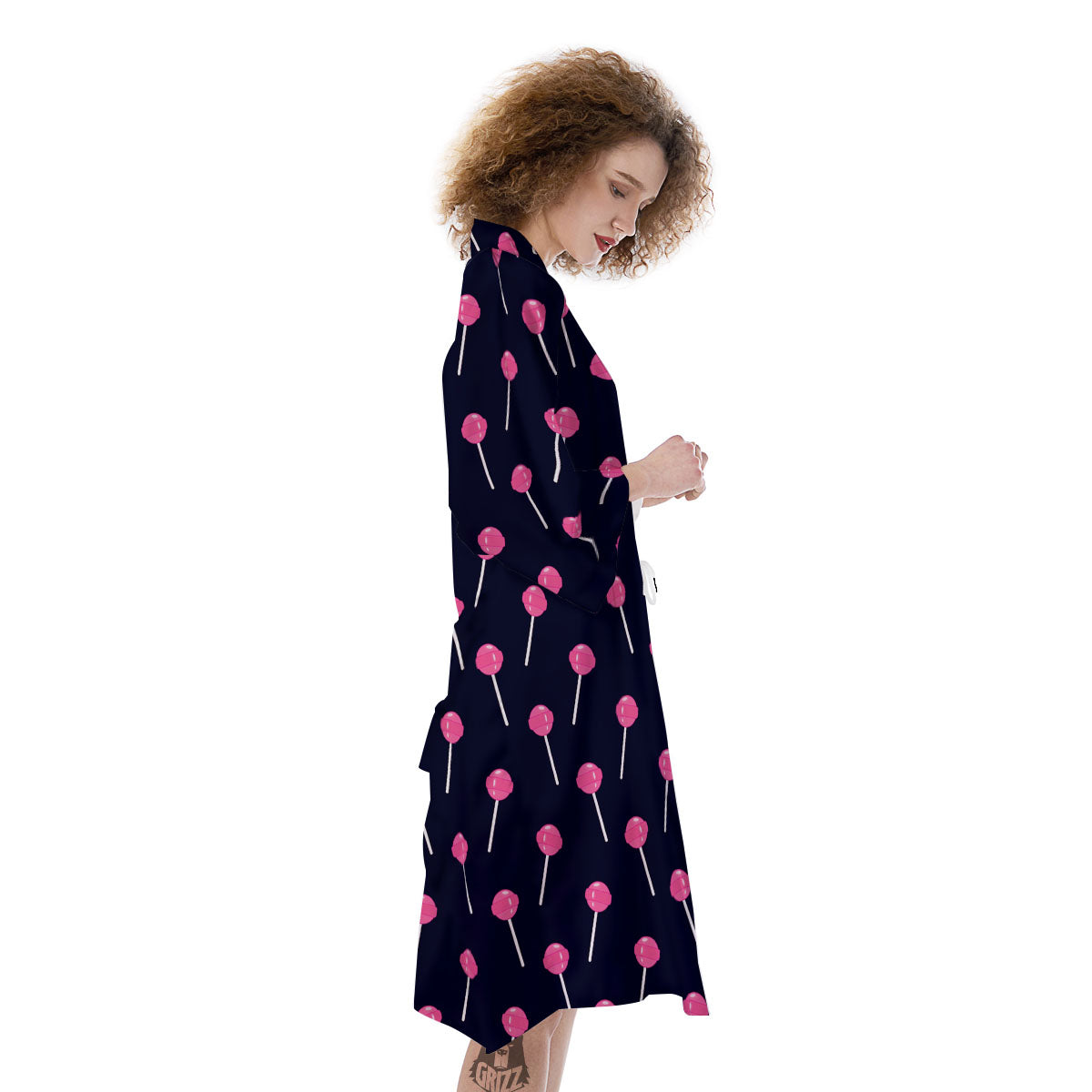 Sweet Pink Lollipop Print Pattern Kimono-grizzshop