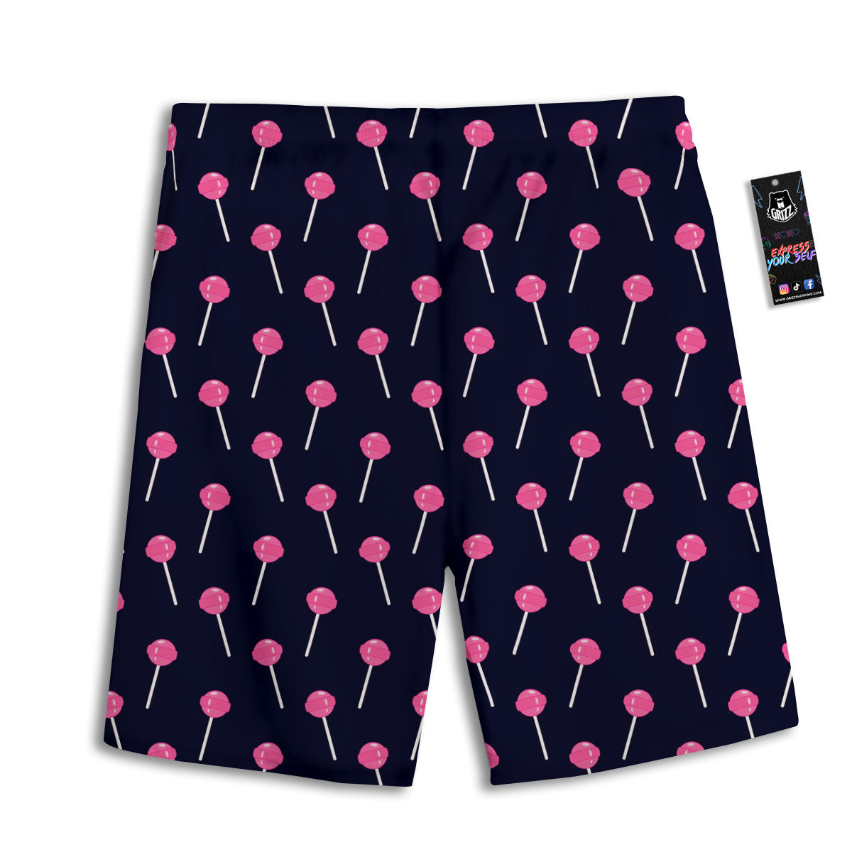 Sweet Pink Lollipop Print Pattern Men's Athletic Shorts