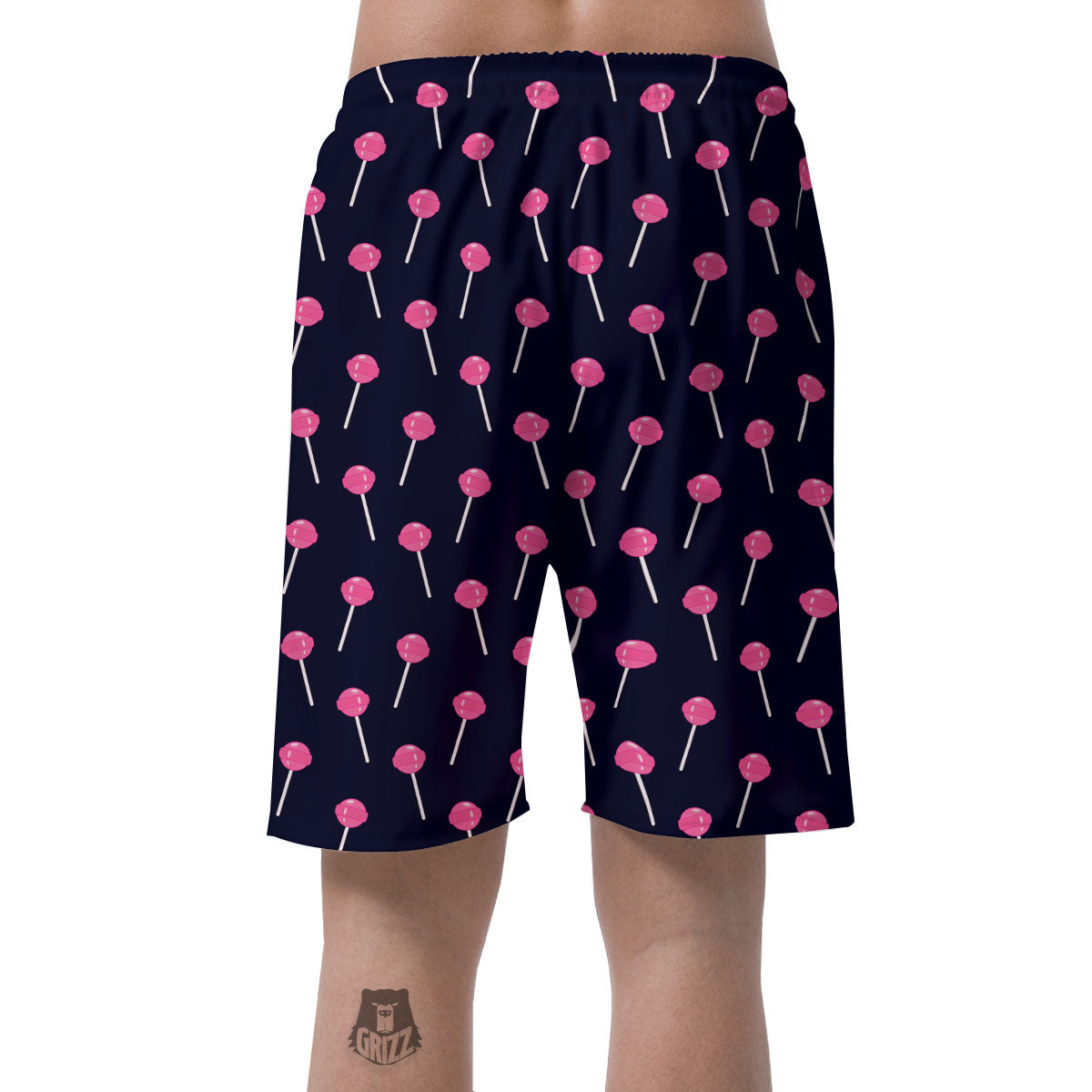 Sweet Pink Lollipop Print Pattern Men's Shorts-grizzshop