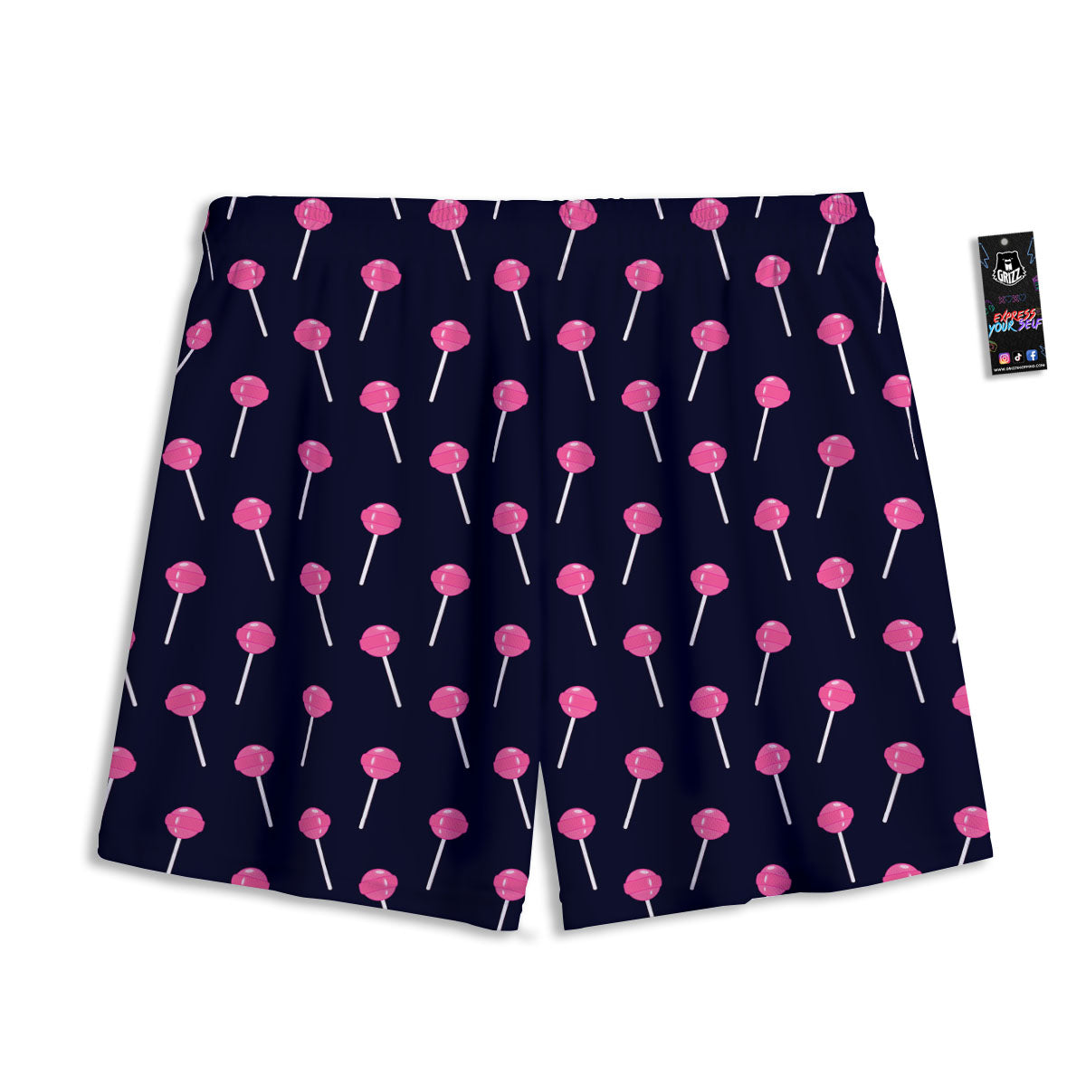 Sweet Pink Lollipop Print Pattern Mesh Shorts