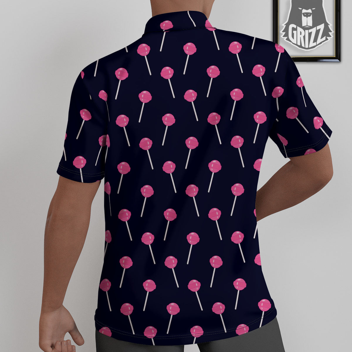 Sweet Pink Lollipop Print Pattern Untucked Shirts-grizzshop