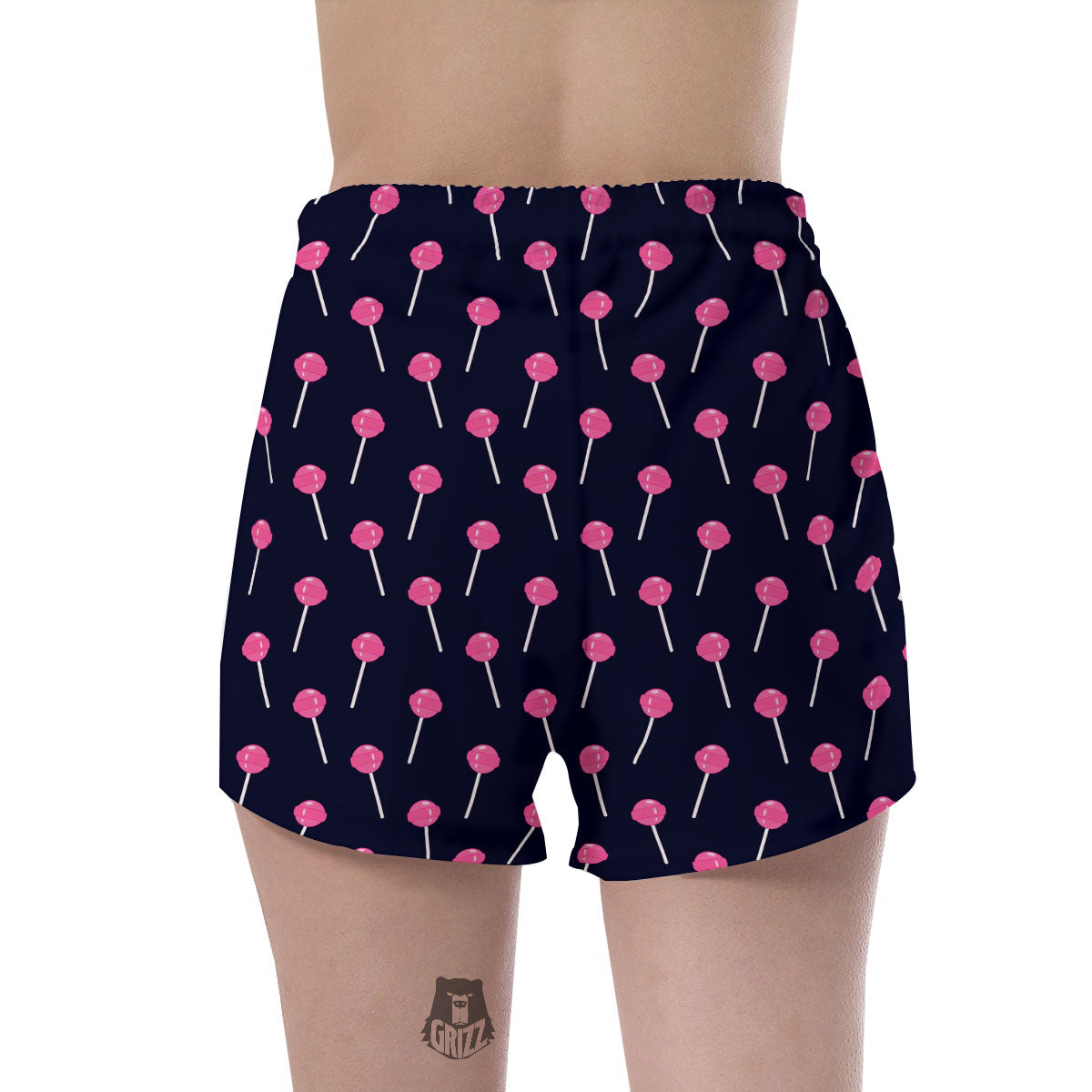 Sweet Pink Lollipop Print Pattern Women's Shorts-grizzshop