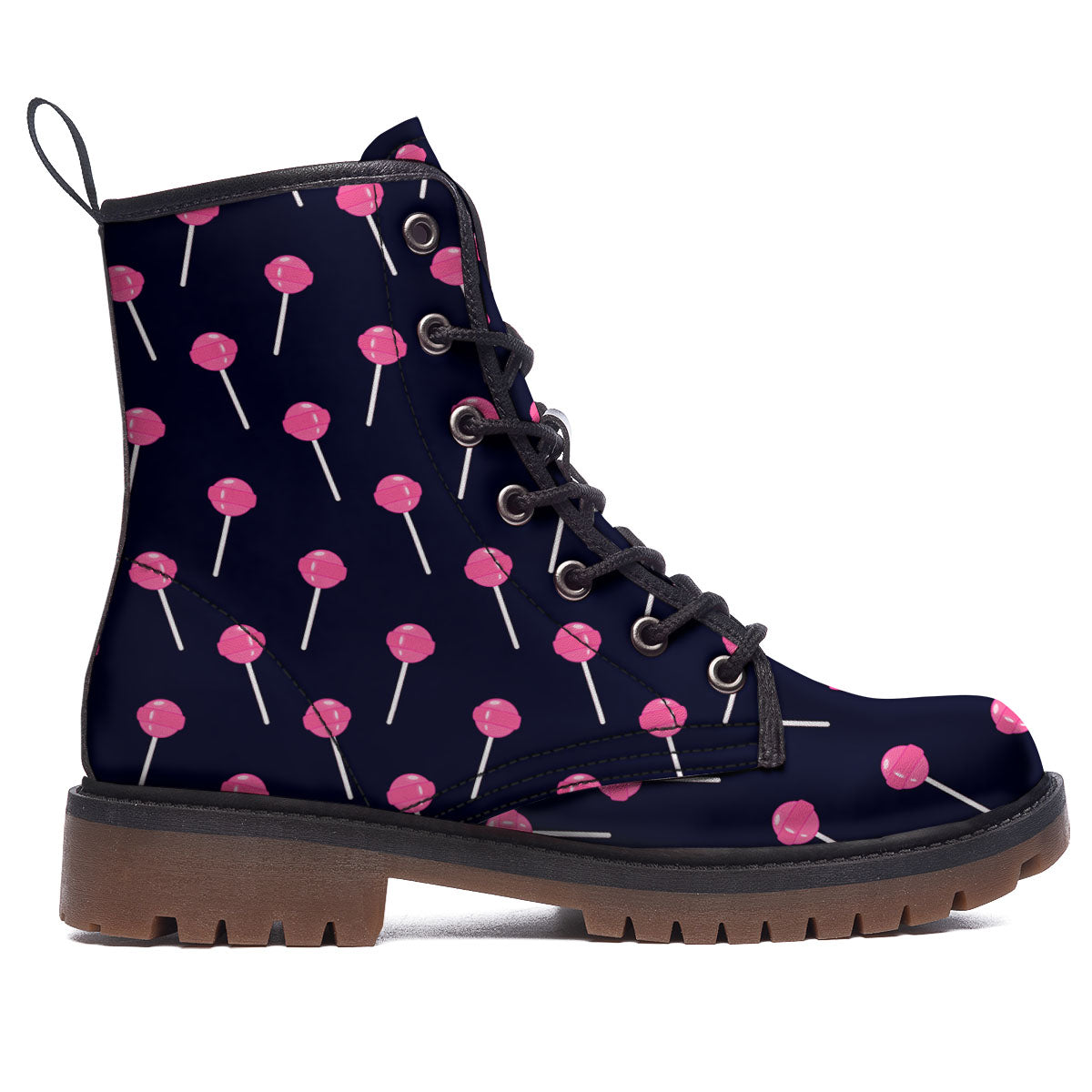 Sweet Pink Lollipop Print Pattern Work Boots-grizzshop