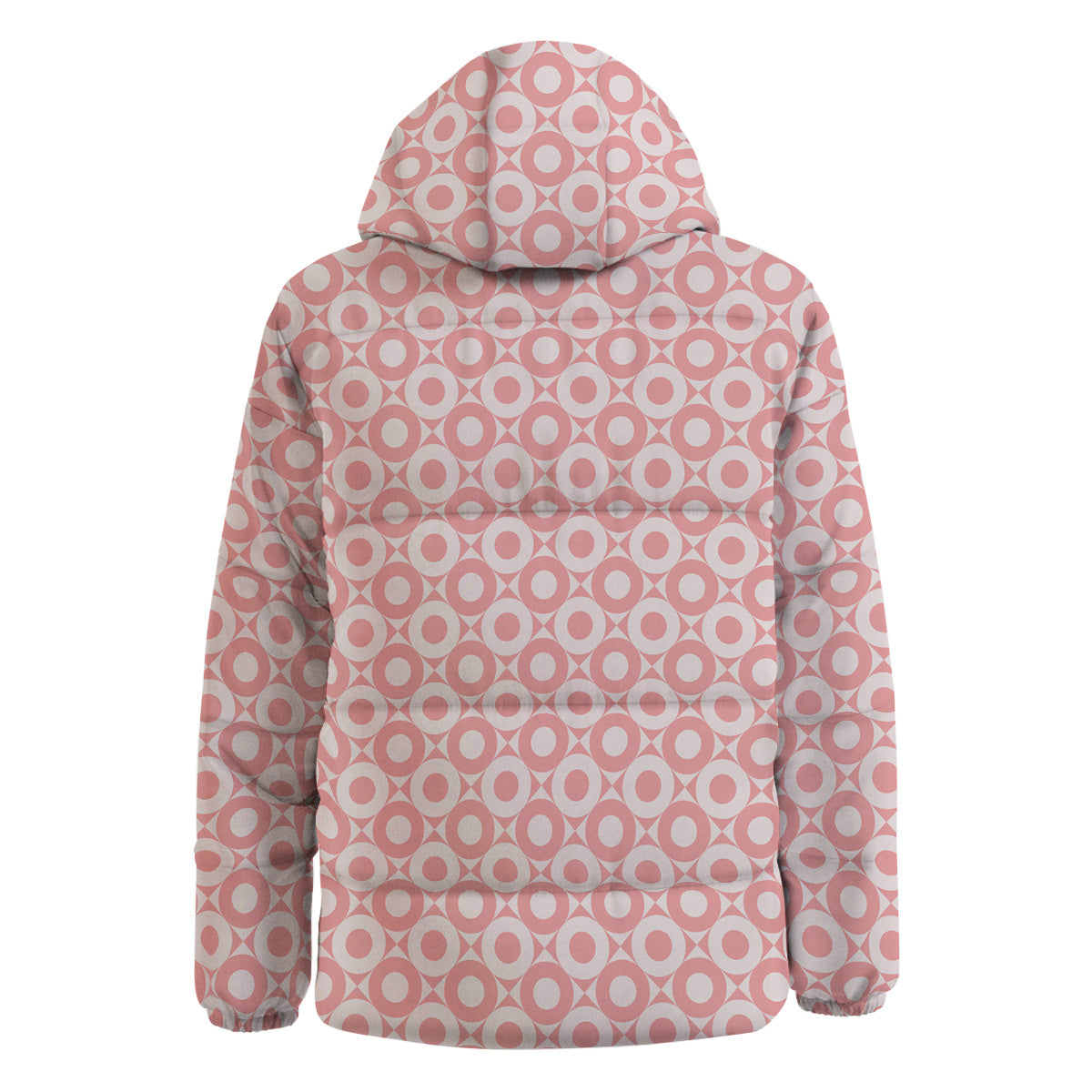 Sweet Pink Round And Square Print Pattern Down Jacket-grizzshop