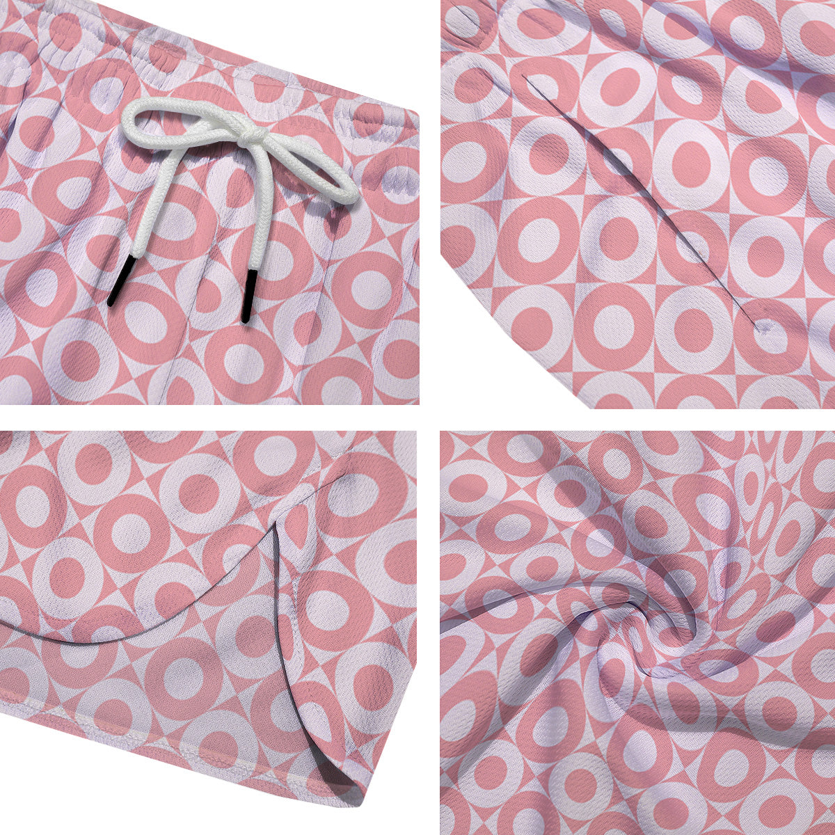 Sweet Pink Round And Square Print Pattern Men's Running Shorts-grizzshop