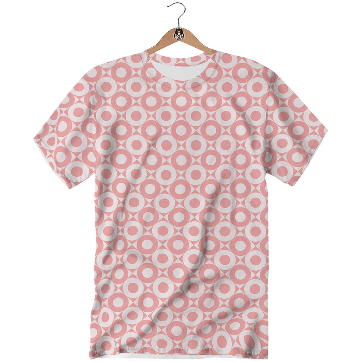 Sweet Pink Round And Square Print Pattern T-Shirt-grizzshop