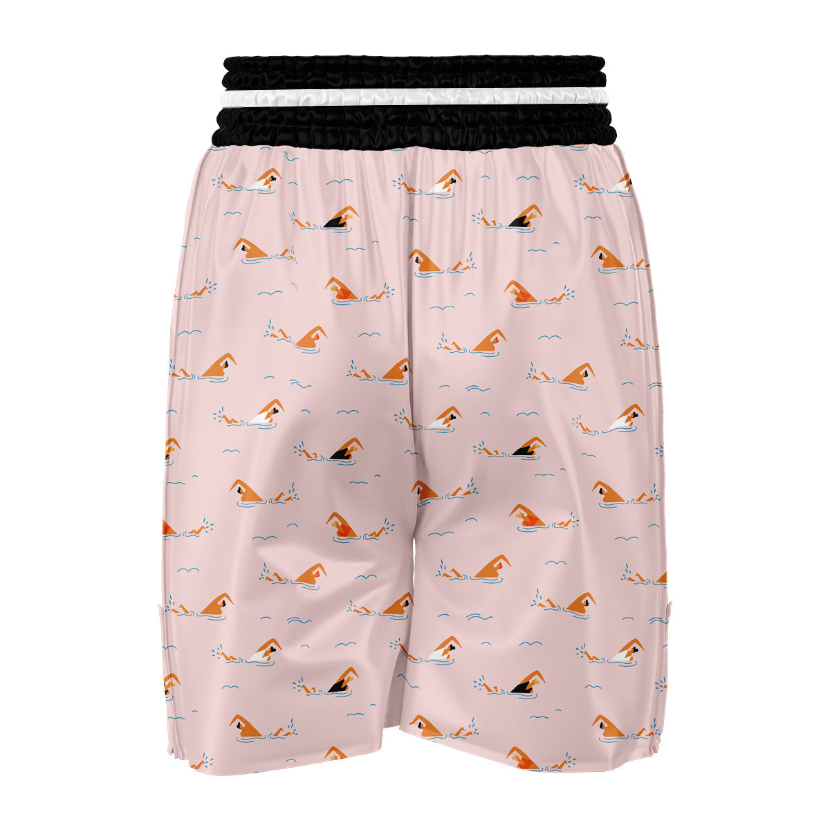 Swiming On Pink Sea Print Pattern Boxing Shorts-grizzshop