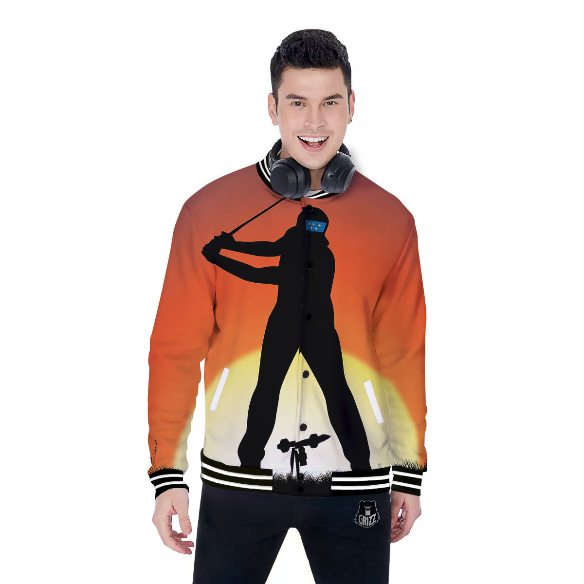 Swing Pro Golf Print Baseball Jacket-grizzshop