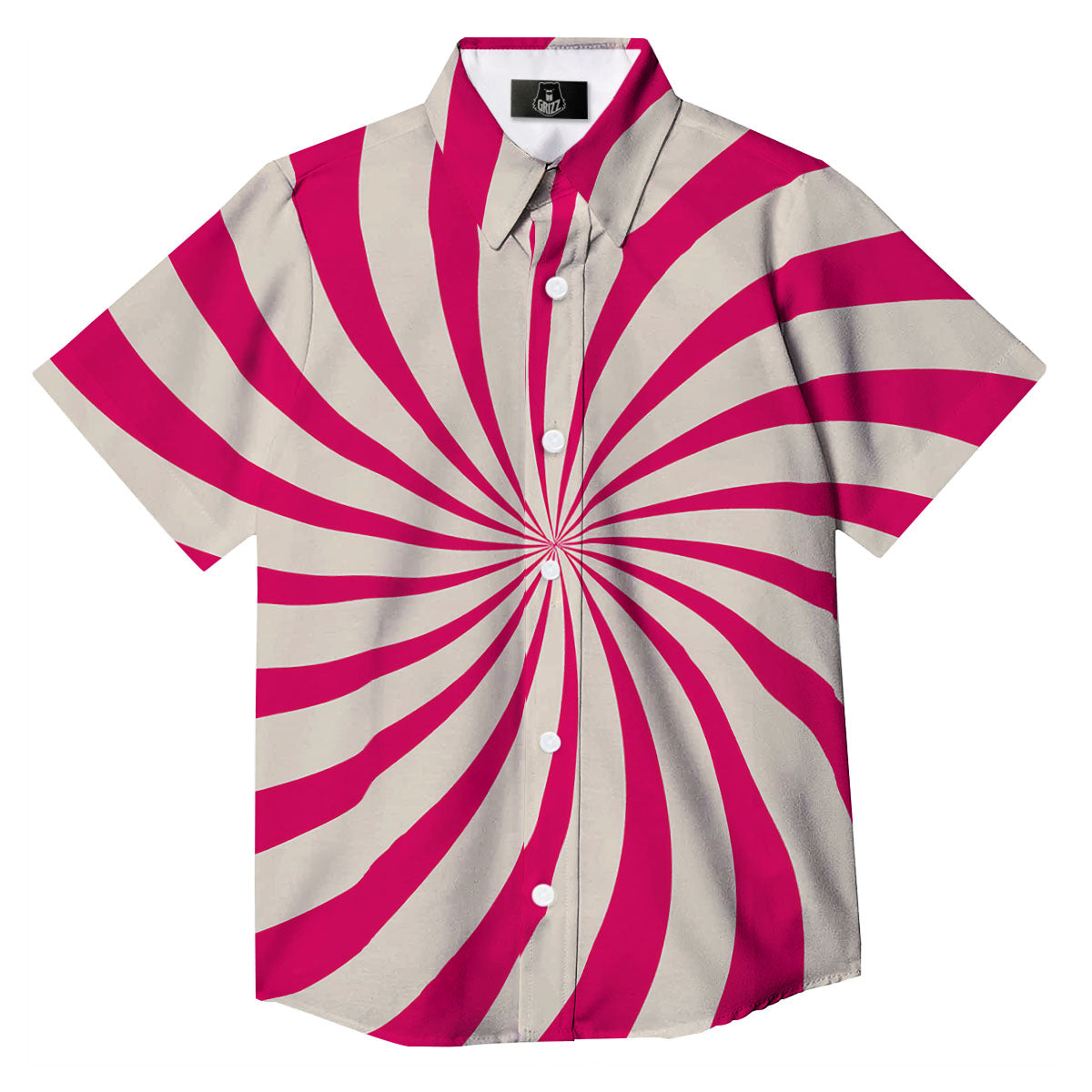Swirl Candy Pink Print Button Up Shirt-grizzshop