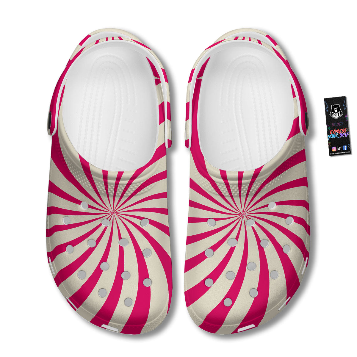 Swirl Candy Pink Print Clog-grizzshop