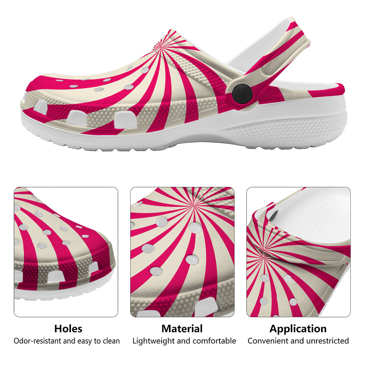 Swirl Candy Pink Print Clog-grizzshop