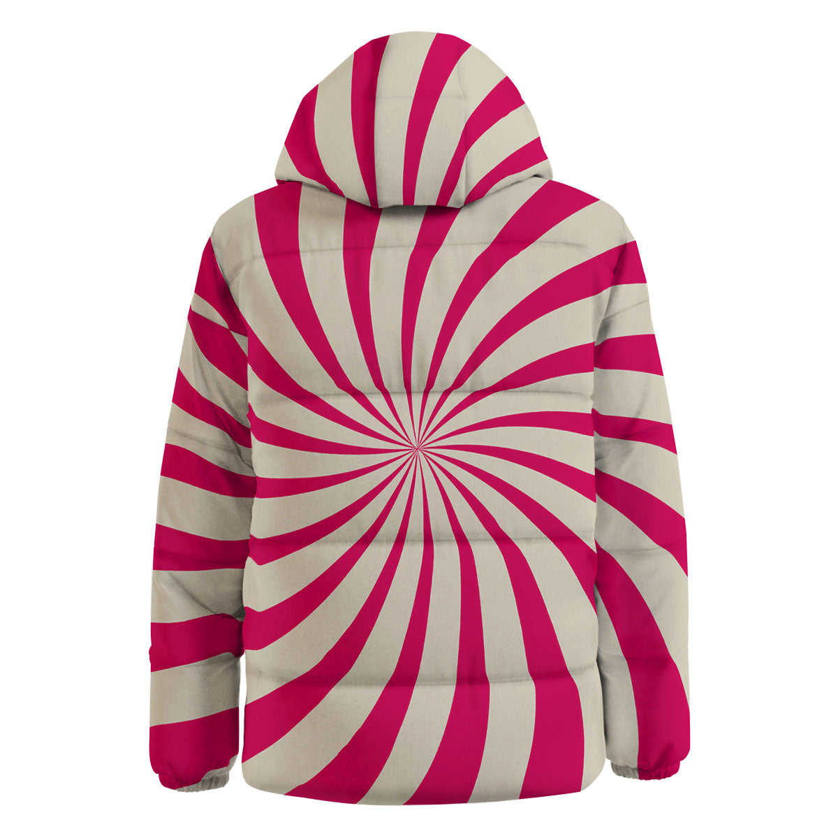 Swirl Candy Pink Print Down Jacket-grizzshop