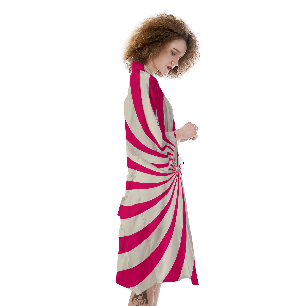 Swirl Candy Pink Print Kimono-grizzshop