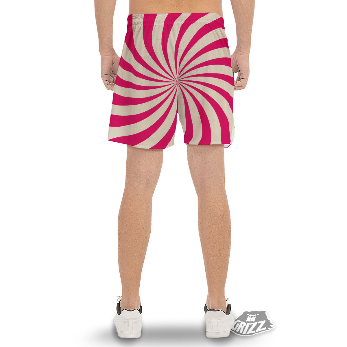 Swirl Candy Pink Print Men's Gym Shorts-grizzshop