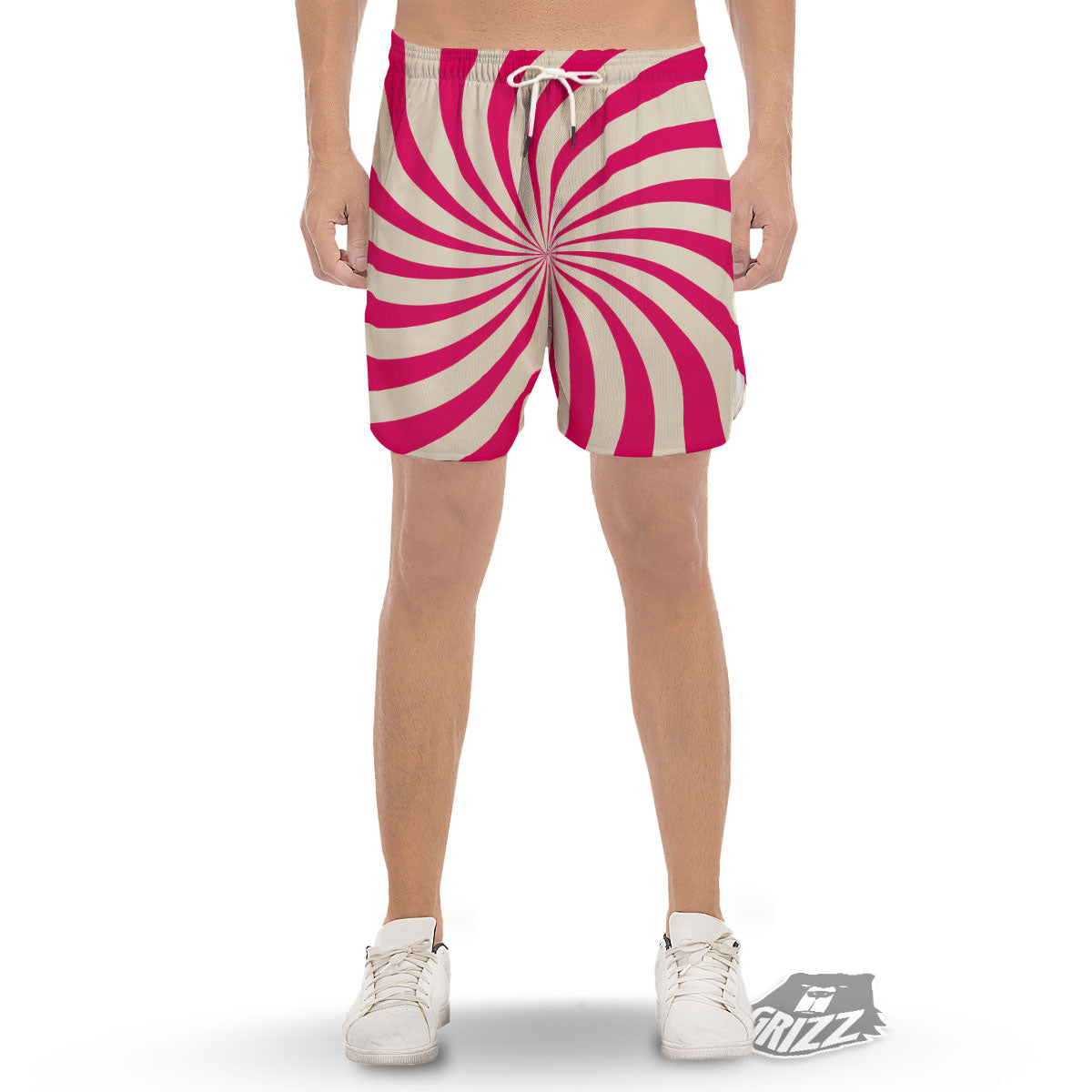 Swirl Candy Pink Print Men's Gym Shorts-grizzshop