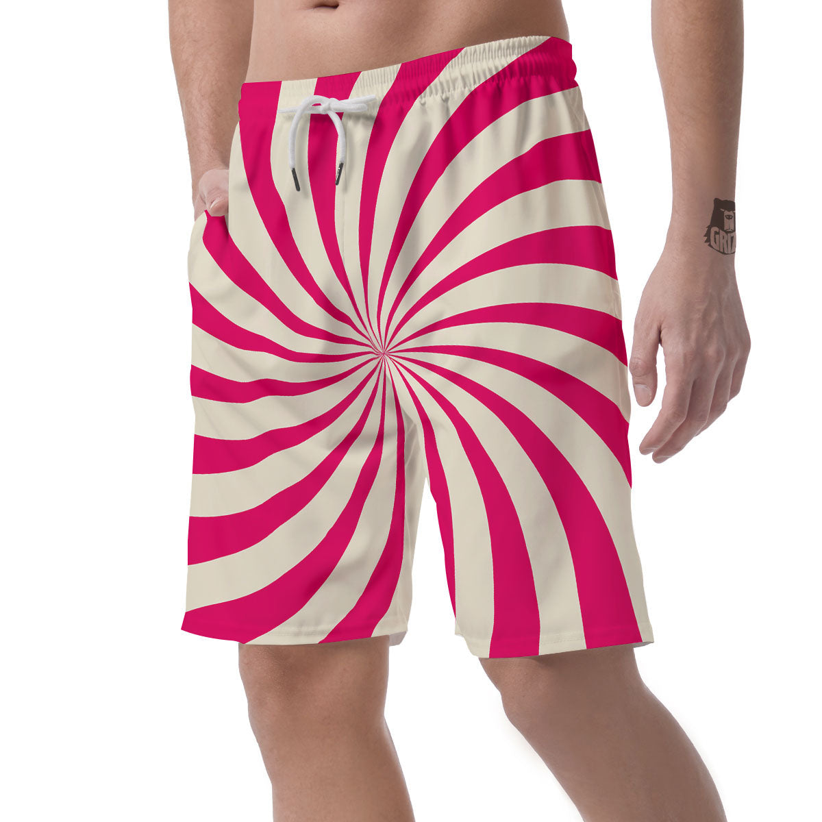 Swirl Candy Pink Print Men's Shorts-grizzshop