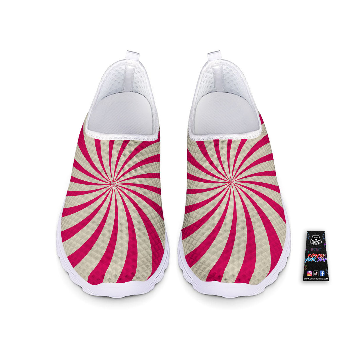 Swirl Candy Pink Print Nurse Shoes-grizzshop