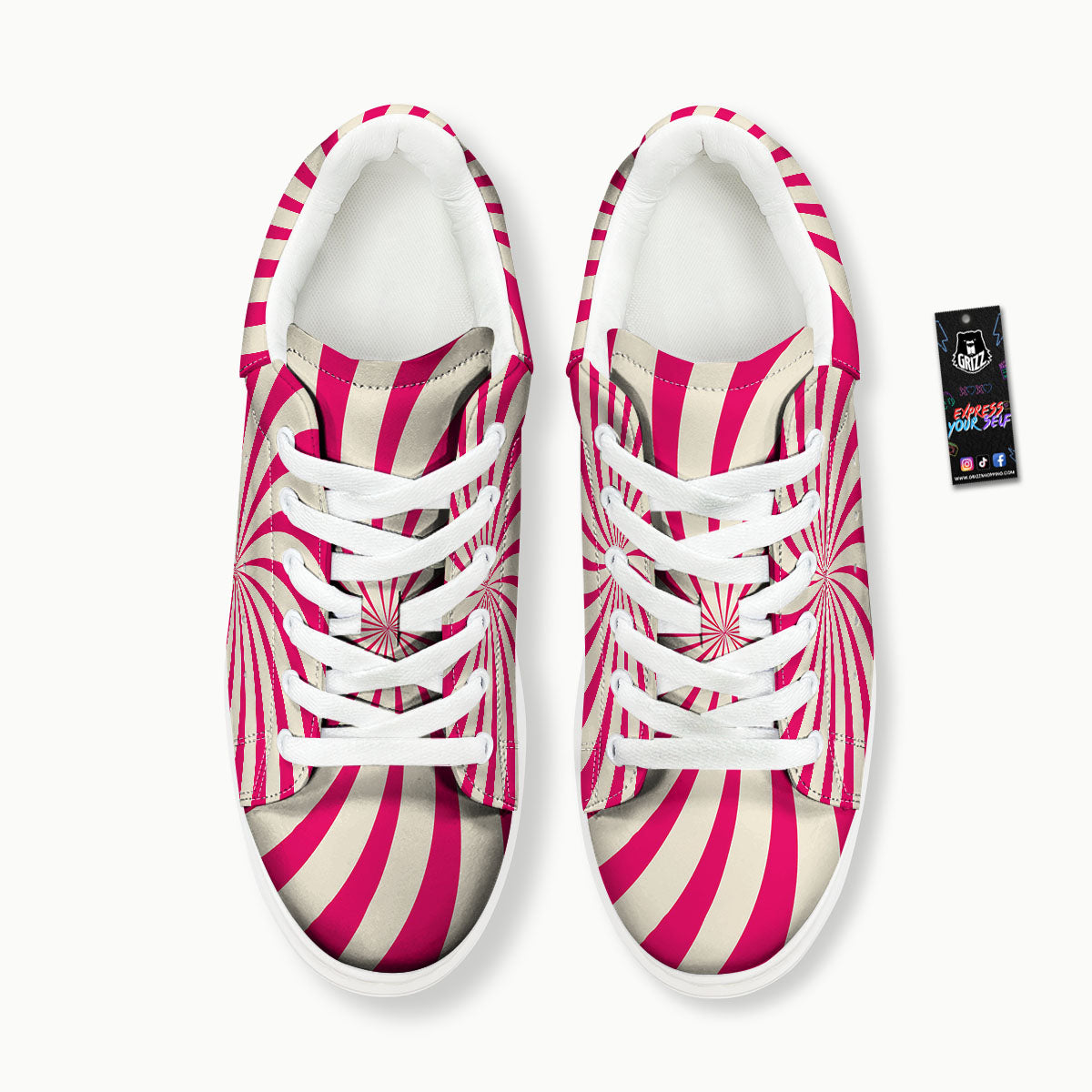 Swirl Candy Pink Print Platform Shoes-grizzshop