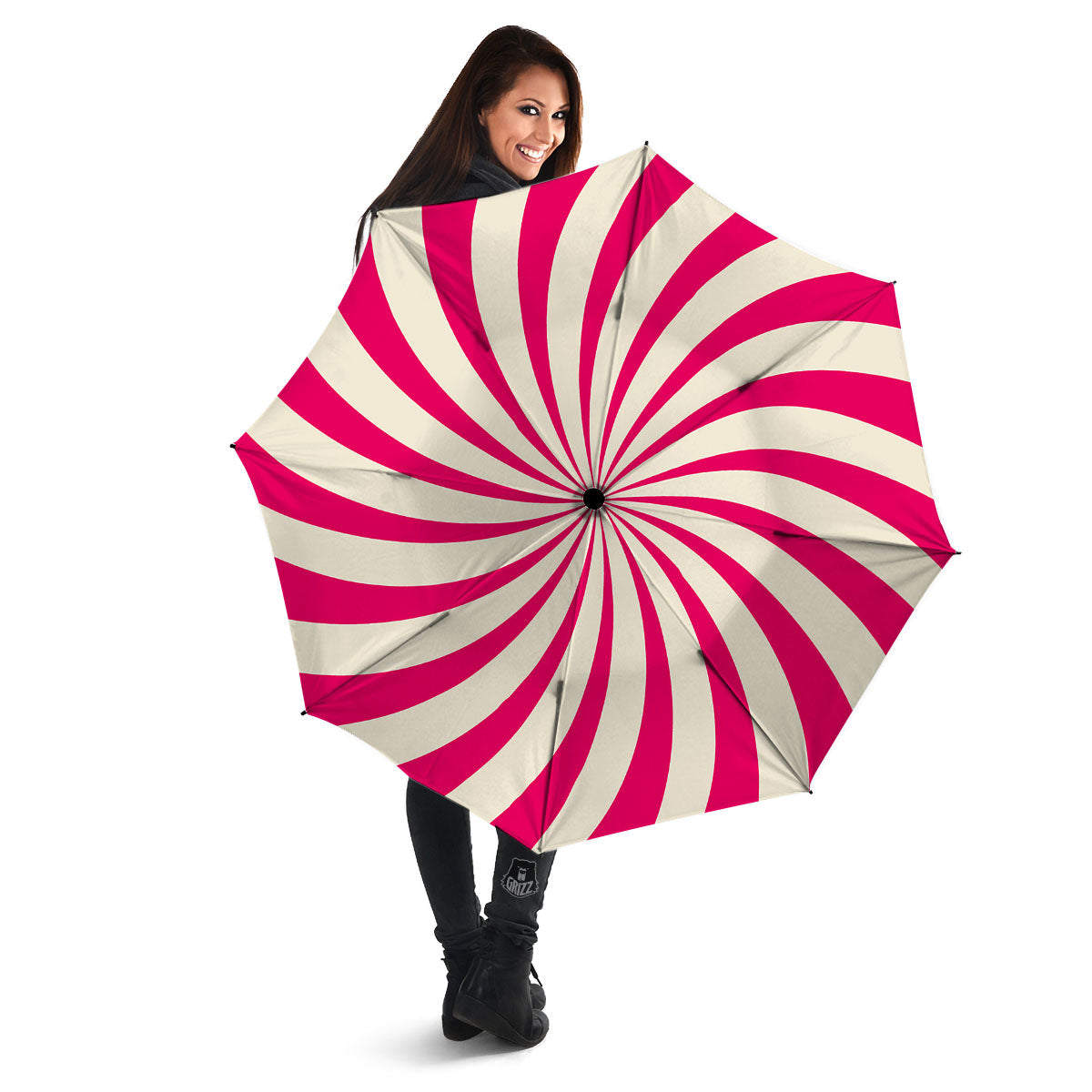 Swirl Candy Pink Print Umbrella-grizzshop