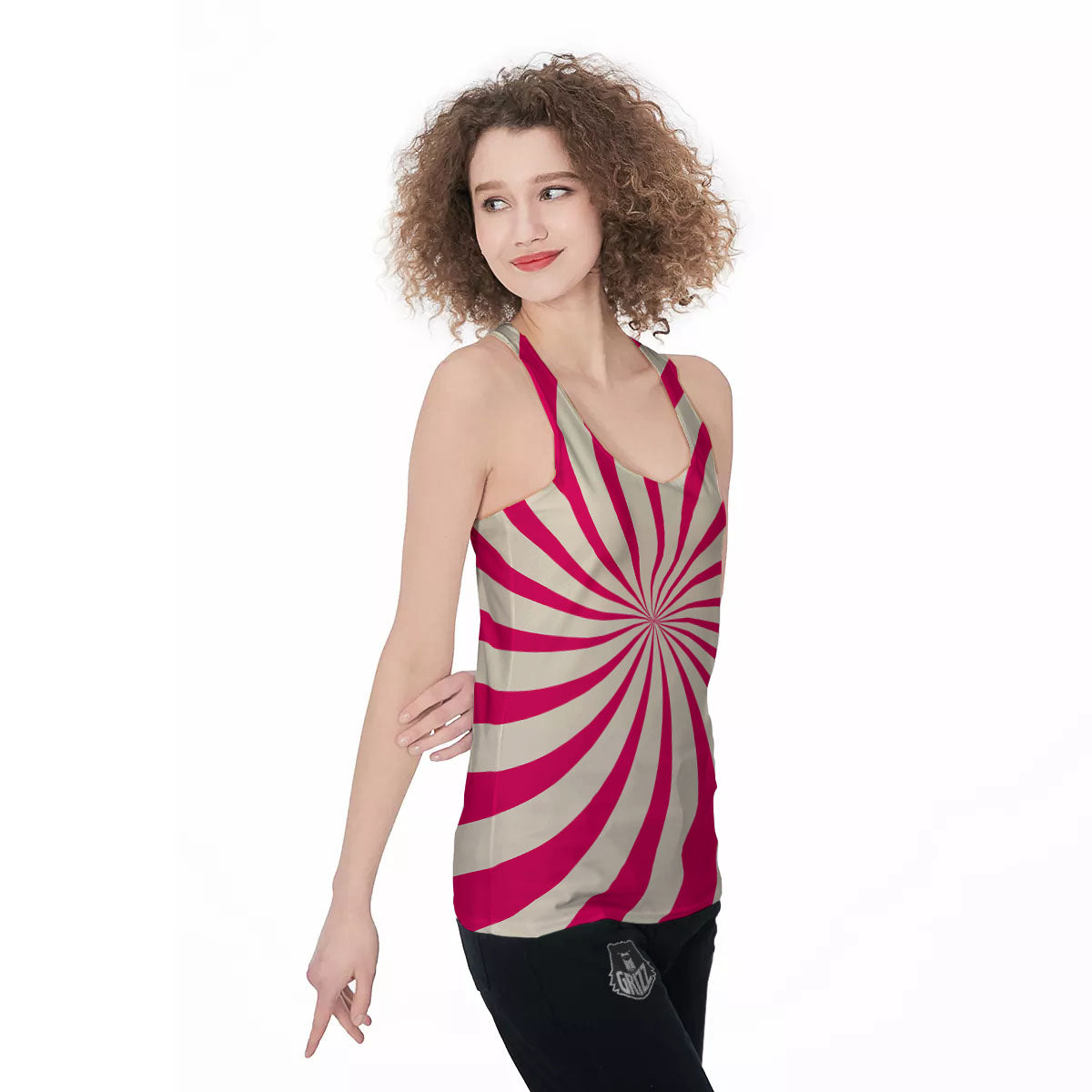Swirl Candy Pink Print Women's Racerback Tank Top-grizzshop