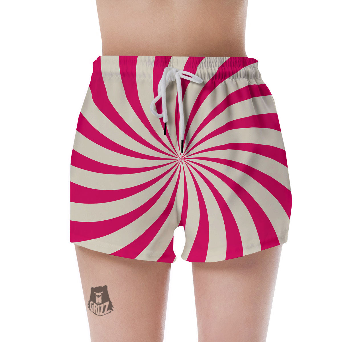 Swirl Candy Pink Print Women's Shorts-grizzshop