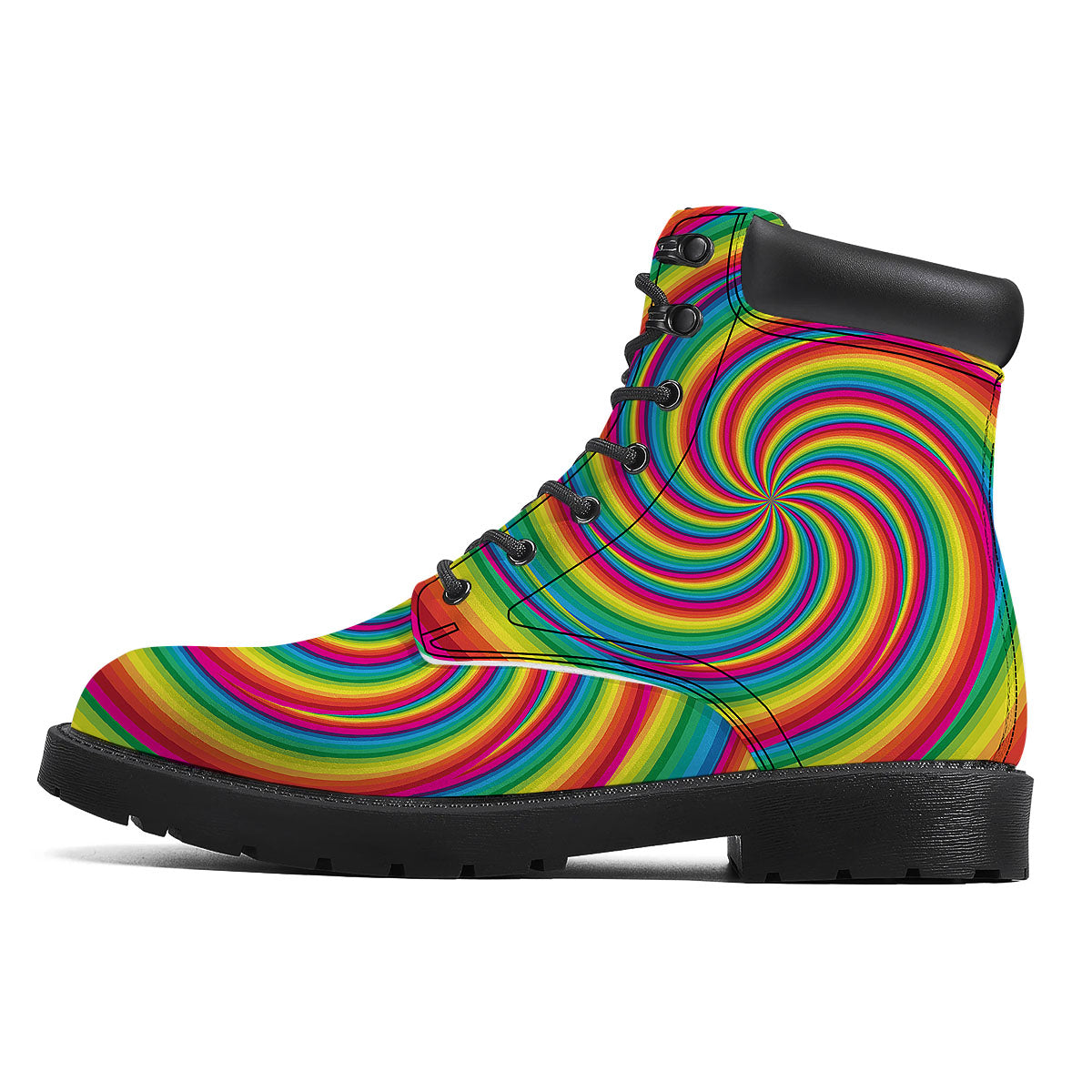Swirl Candy Rainbow Print Boots-grizzshop