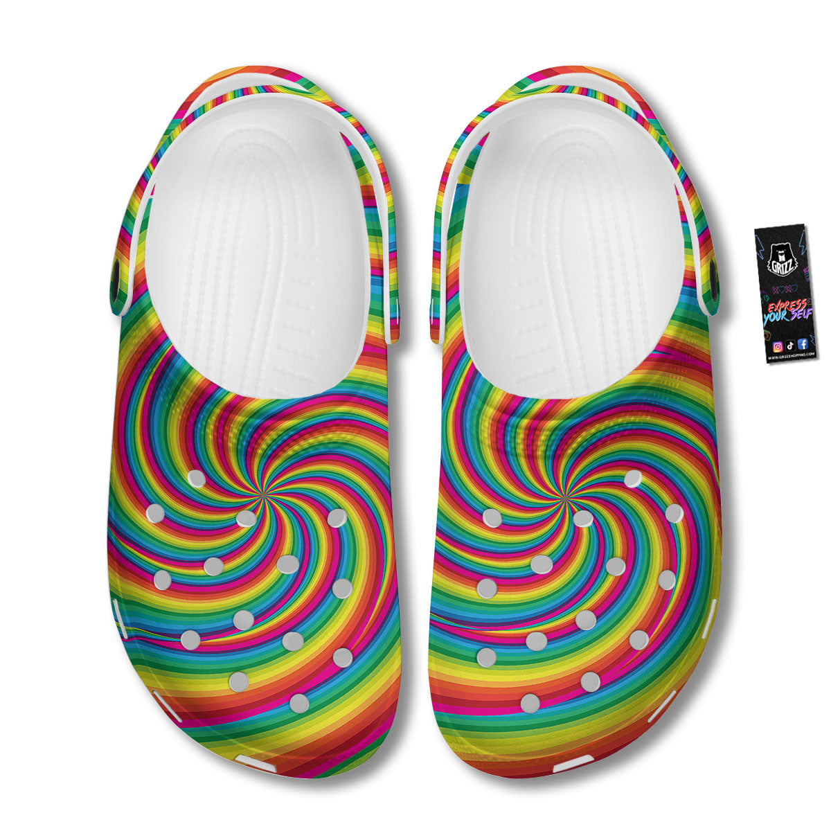 Swirl Candy Rainbow Print Clog-grizzshop