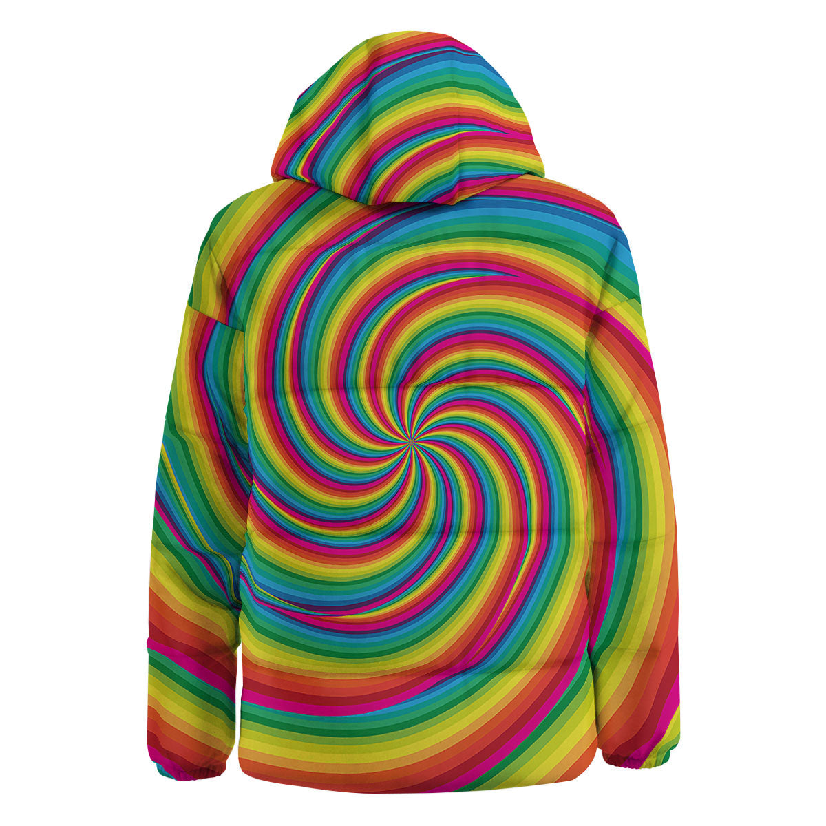 Swirl Candy Rainbow Print Down Jacket-grizzshop