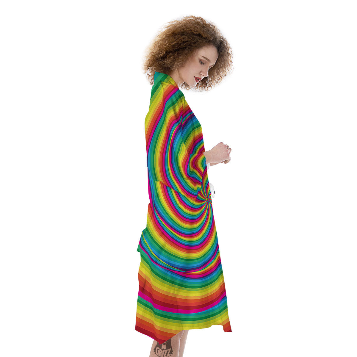 Swirl Candy Rainbow Print Kimono-grizzshop