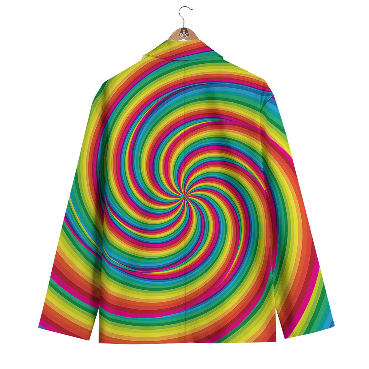 Swirl Candy Rainbow Print Men's Blazer-grizzshop
