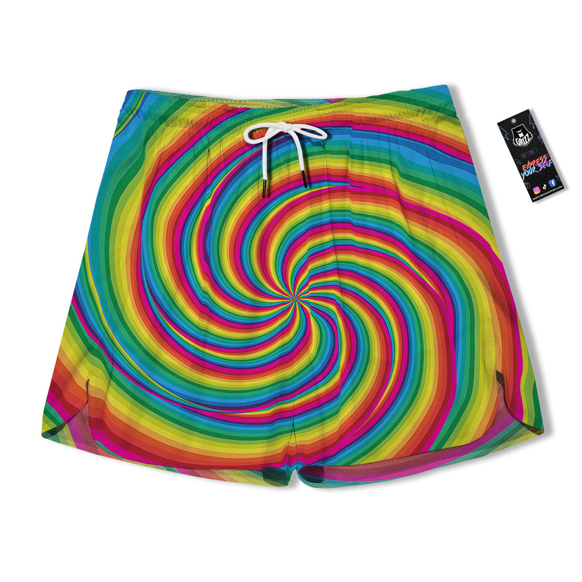 Swirl Candy Rainbow Print Men's Running Shorts-grizzshop