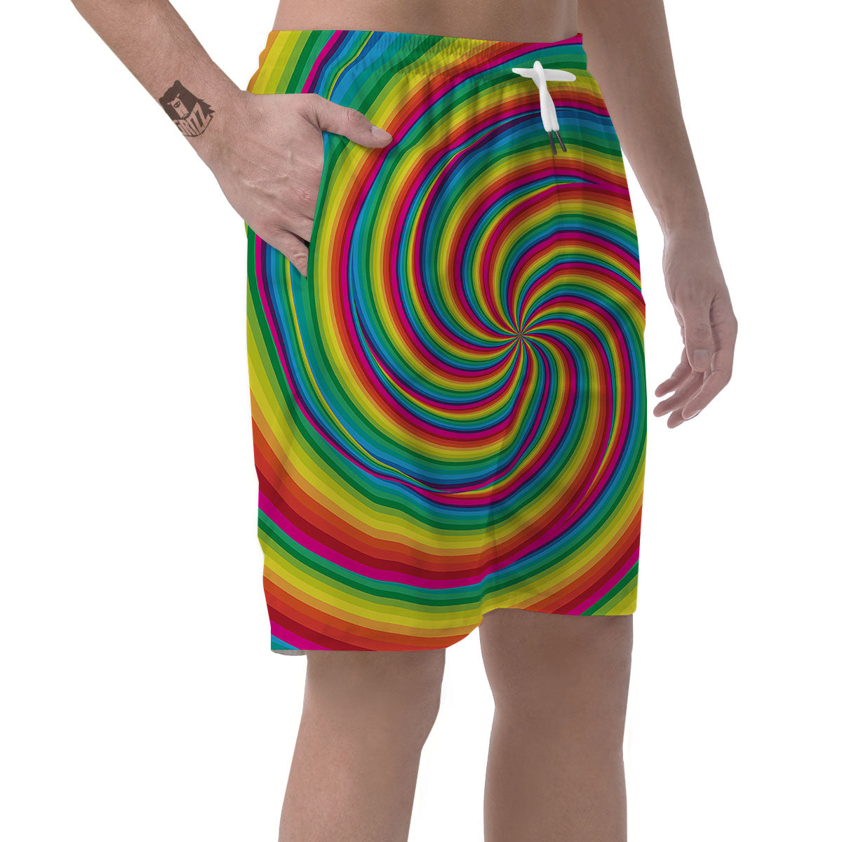Swirl Candy Rainbow Print Men's Shorts-grizzshop