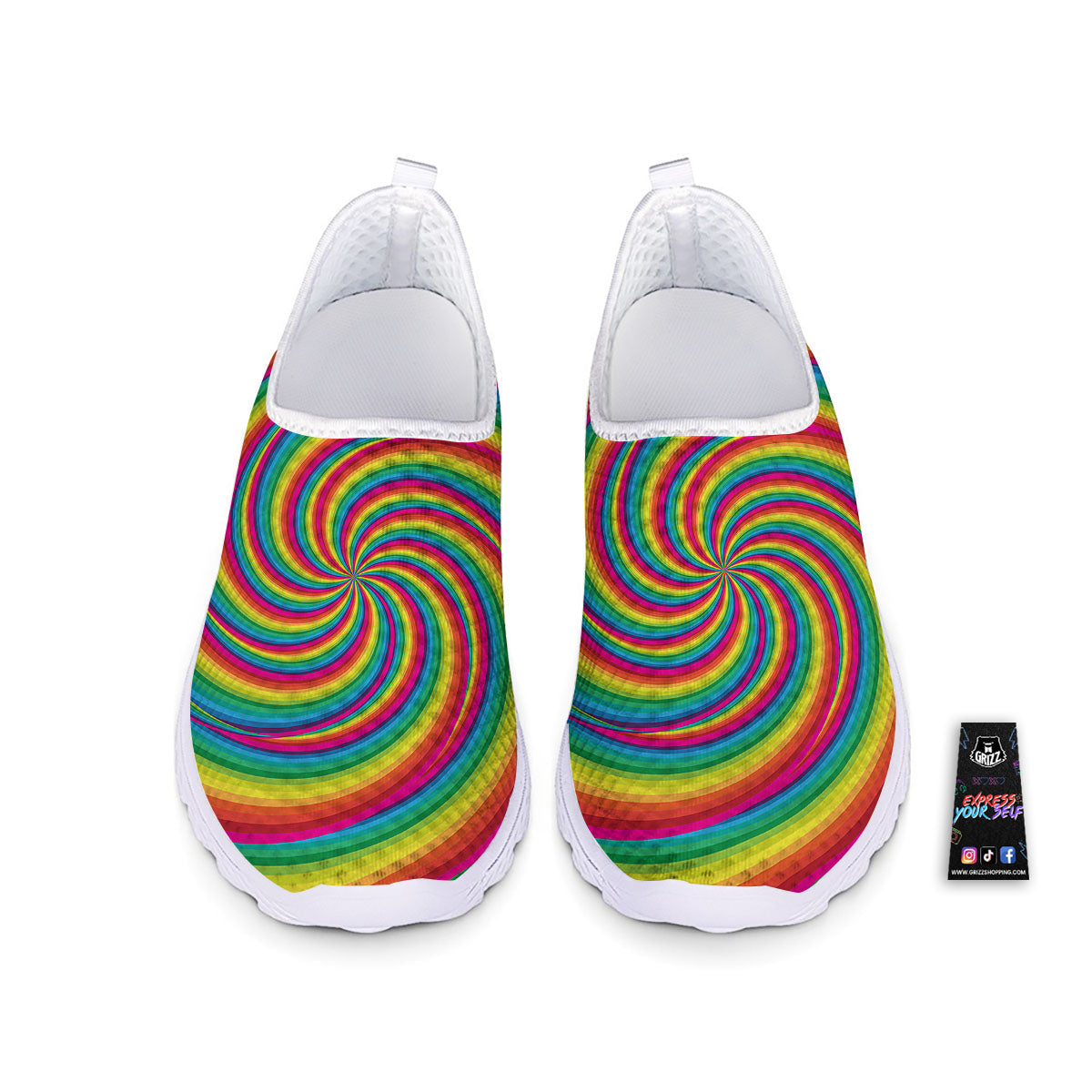 Swirl Candy Rainbow Print Nurse Shoes-grizzshop