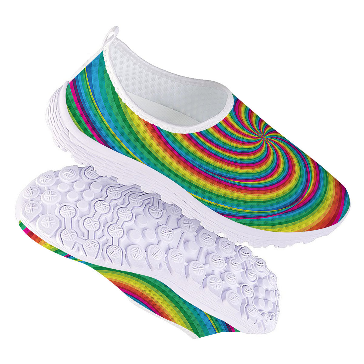 Swirl Candy Rainbow Print Nurse Shoes-grizzshop