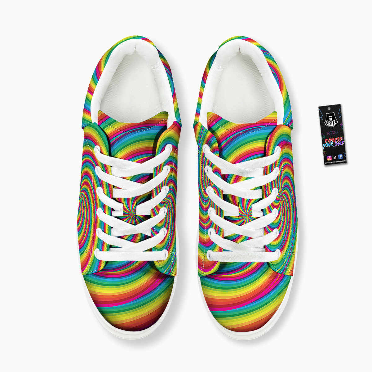 Swirl Candy Rainbow Print Platform Shoes-grizzshop