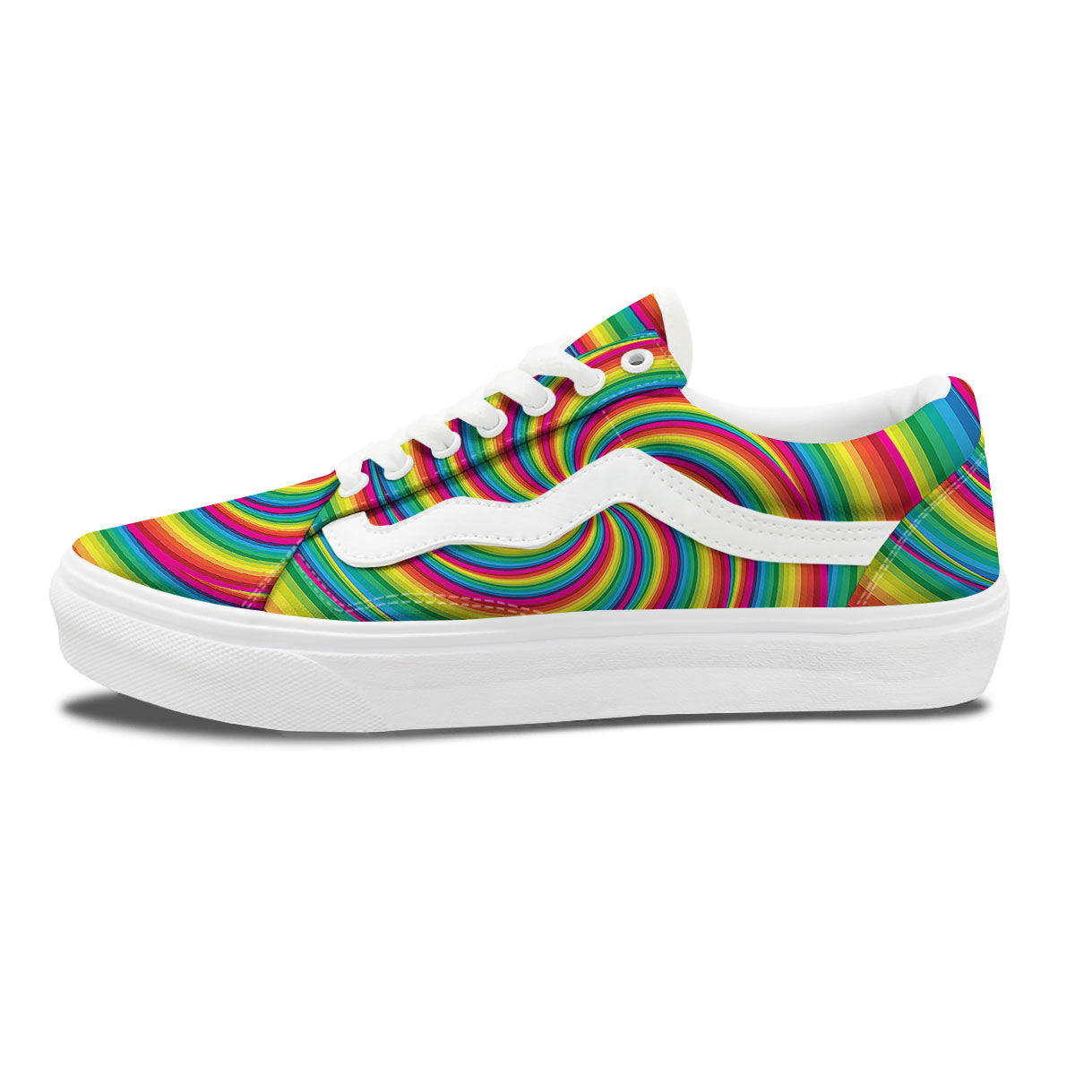 Swirl Candy Rainbow Print Skate Shoes-grizzshop