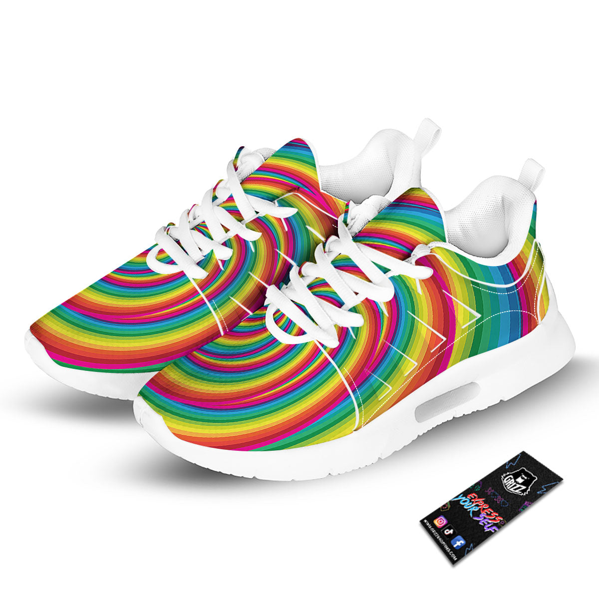 Swirl Candy Rainbow Print Tennis Shoes-grizzshop