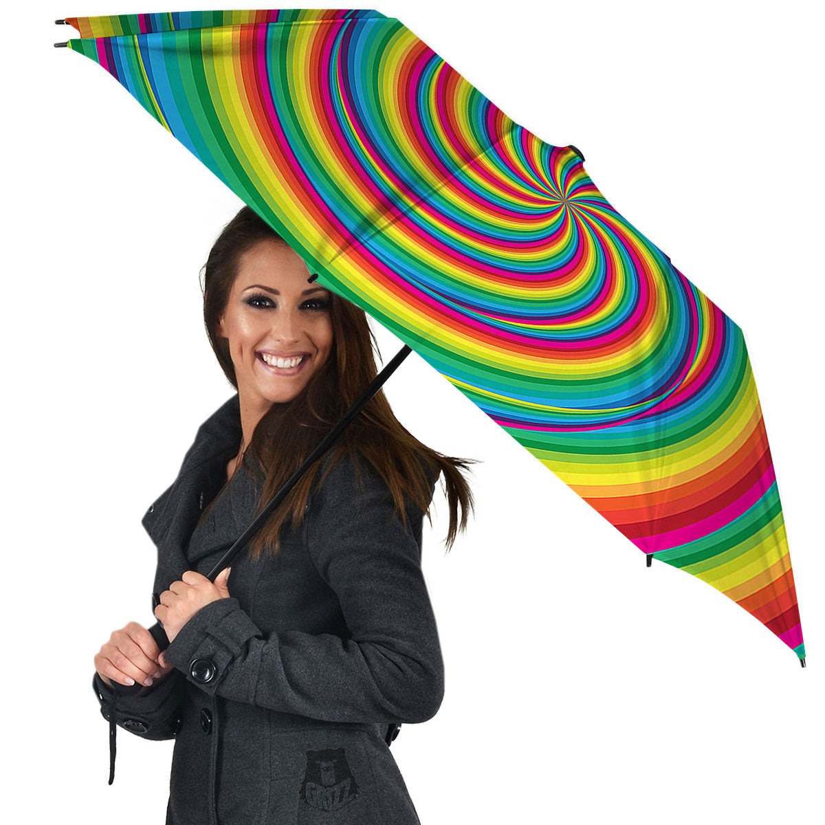 Swirl Candy Rainbow Print Umbrella-grizzshop