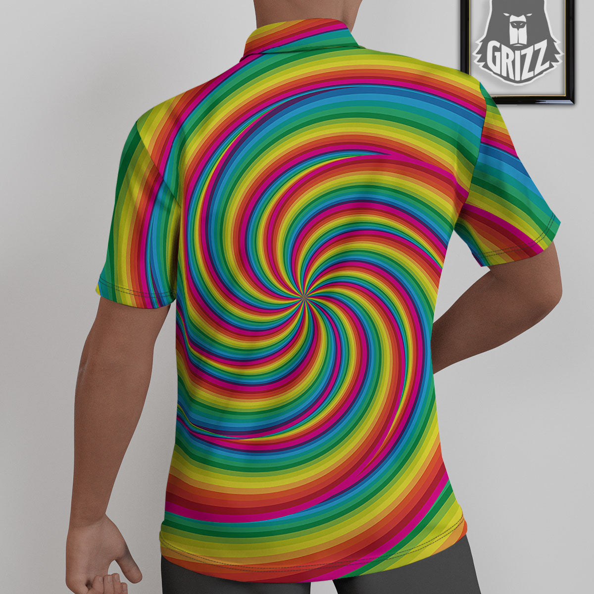 Swirl Candy Rainbow Print Untucked Shirts-grizzshop