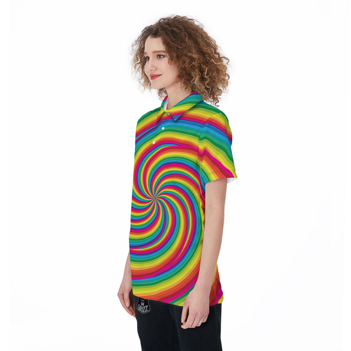 Swirl Candy Rainbow Print Women's Golf Shirts-grizzshop