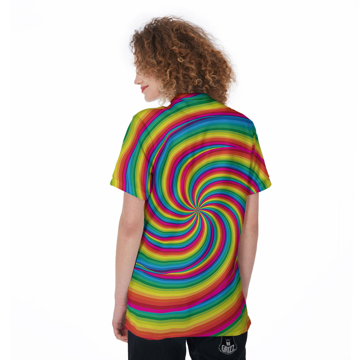 Swirl Candy Rainbow Print Women's Golf Shirts-grizzshop