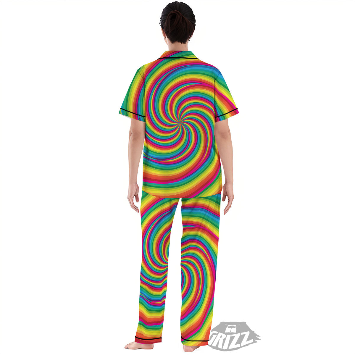 Swirl Candy Rainbow Print Women's Pajamas Set-grizzshop