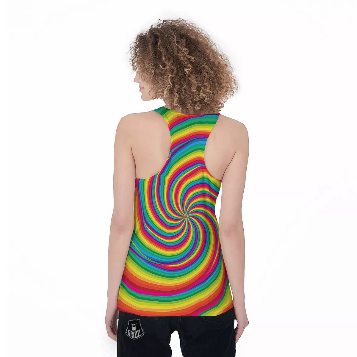 Swirl Candy Rainbow Print Women's Racerback Tank Top-grizzshop
