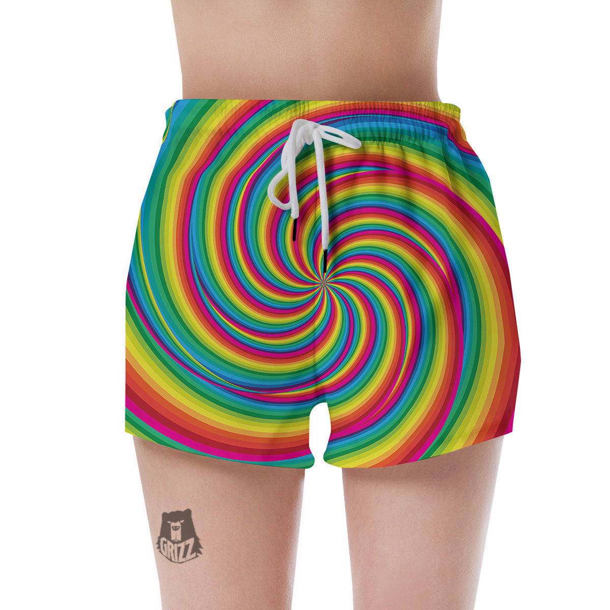 Swirl Candy Rainbow Print Women's Shorts-grizzshop
