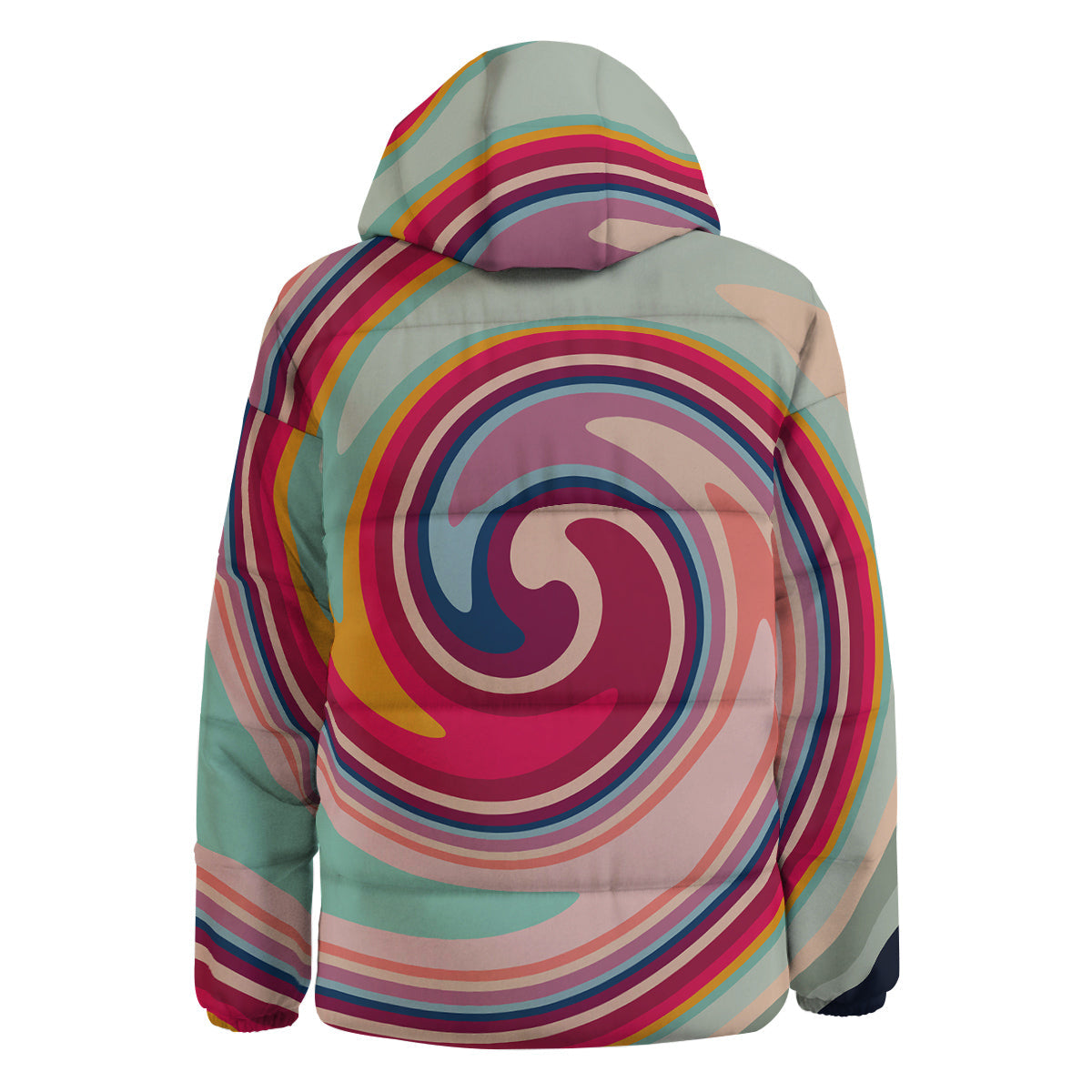 Swirl Colorful Print Down Jacket-grizzshop