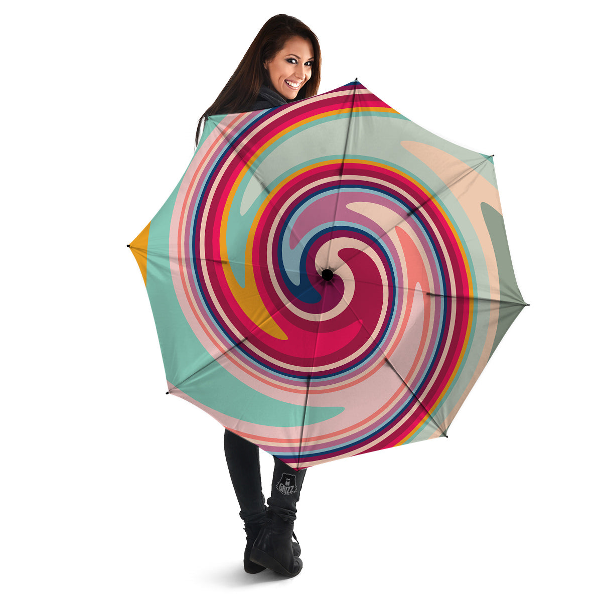 Swirl Colorful Print Umbrella-grizzshop