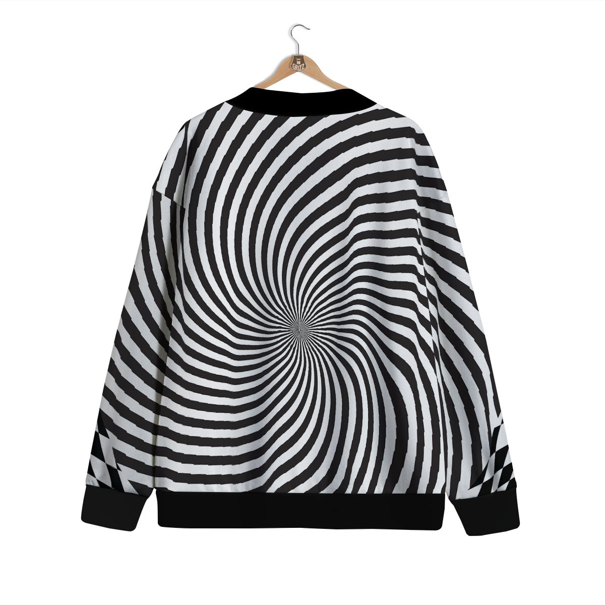 Swirl Illusion White And Black Print Cardigan-grizzshop