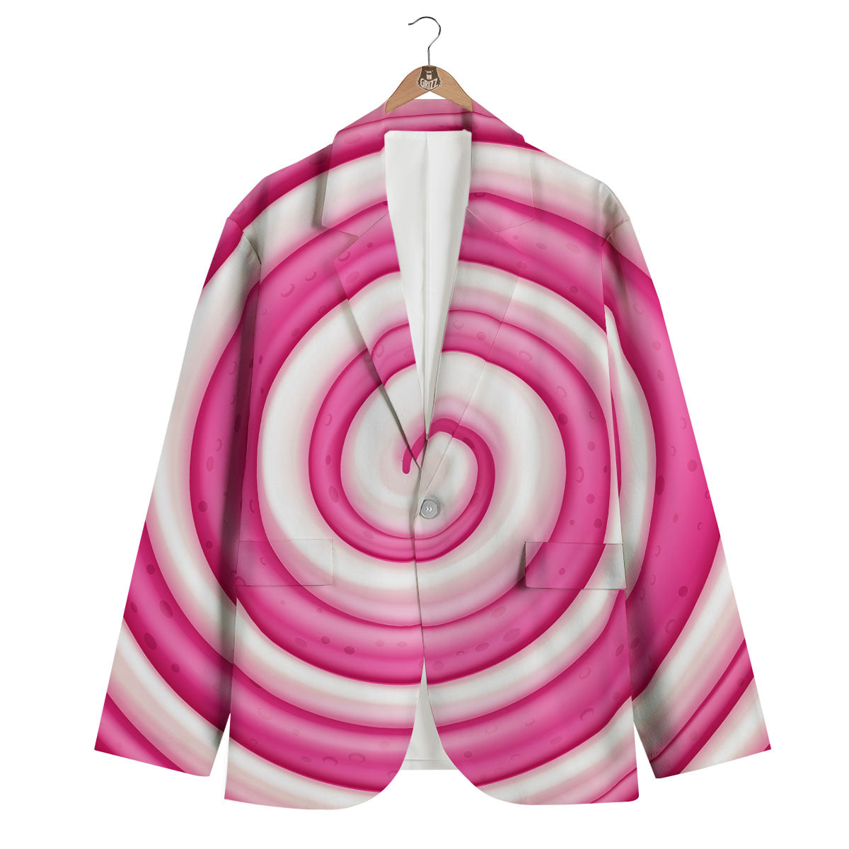Swirl Pink Lollipop Print Men's Blazer-grizzshop