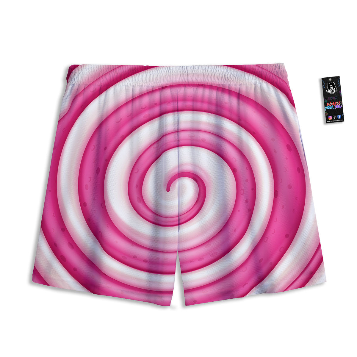 Swirl Pink Lollipop Print Mesh Shorts